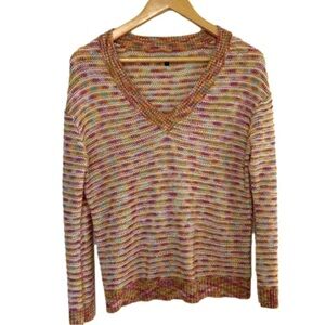 Peacocks multicolour v- neck sweater size medium